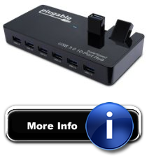 For Plugable 10Port USB 3.0 SuperSpeed Hub with 48W Power Adapter and Two FlipUp Ports with BC 1.2 Charging Support for Android, Apple iOS, and Windows Mobile Devices